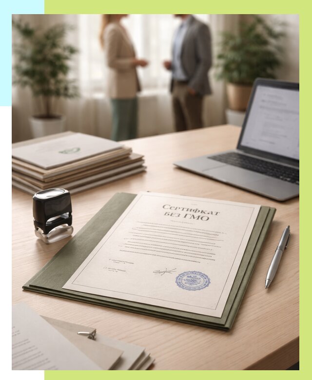 Сертификат без ГМО в Устях-Илимске от 7800 р. оформить срочно Алешин-Сть